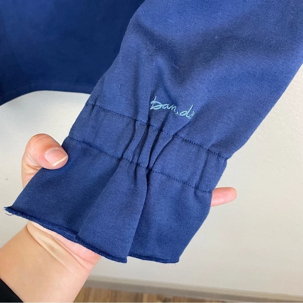 Ban.do Ruffle‎ Sleeve Crew Neck Pullover Sweatshirt Blue Size 2X